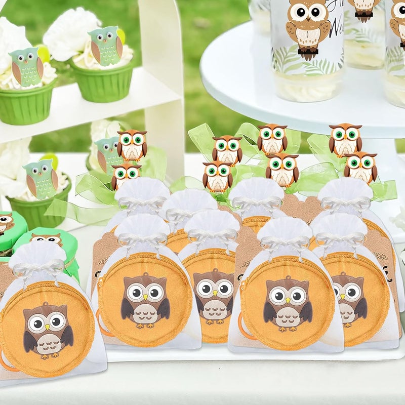 Elecrainbow 15 Pack Owl Mini Coin Purse with Keyrings for Woodland Animals Birthday Party, Owl Themed Goodie Bag Stuffer, Present for Friends, Creative Souvenirs, Khaki - Image 5